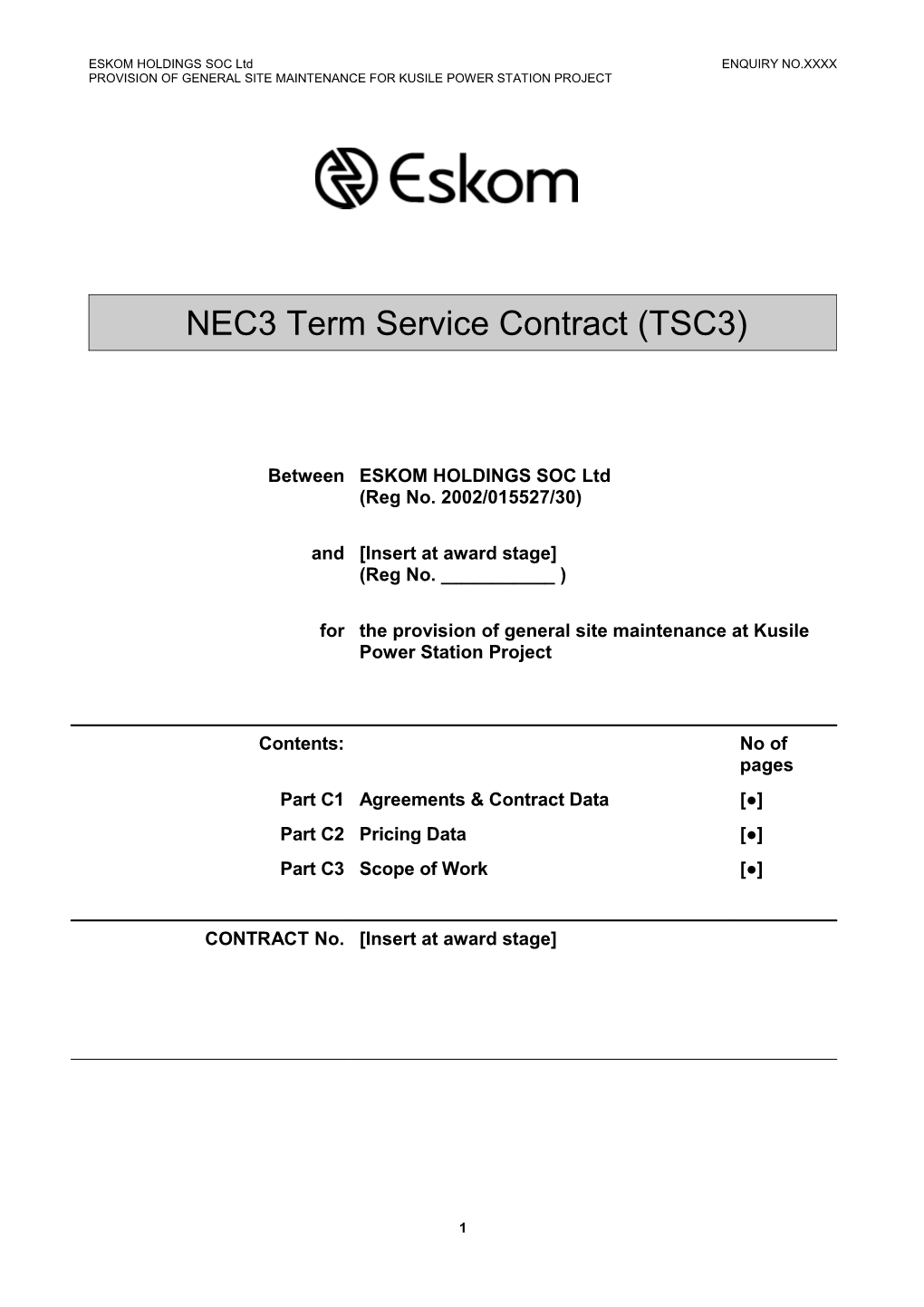 C0 TSC3 Contract Cover Pages