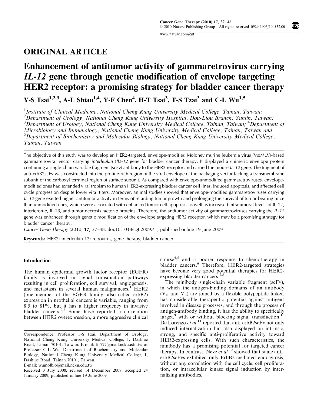 Enhancement of Antitumor Activity of Gammaretrovirus Carrying IL-12