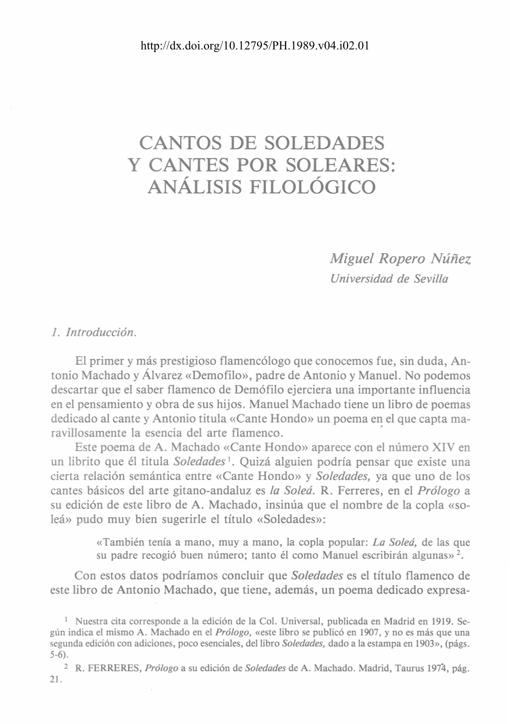 Cantos De Soledades Y Cantes Por Soleares: Análisis Filológico