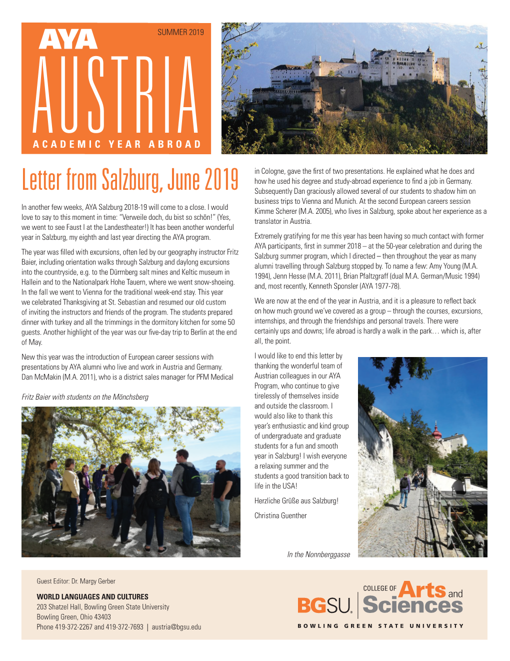 Letter from Salzburg, June 2019 How He Used His Degree and Study-Abroad Experience to Find a Job in Germany