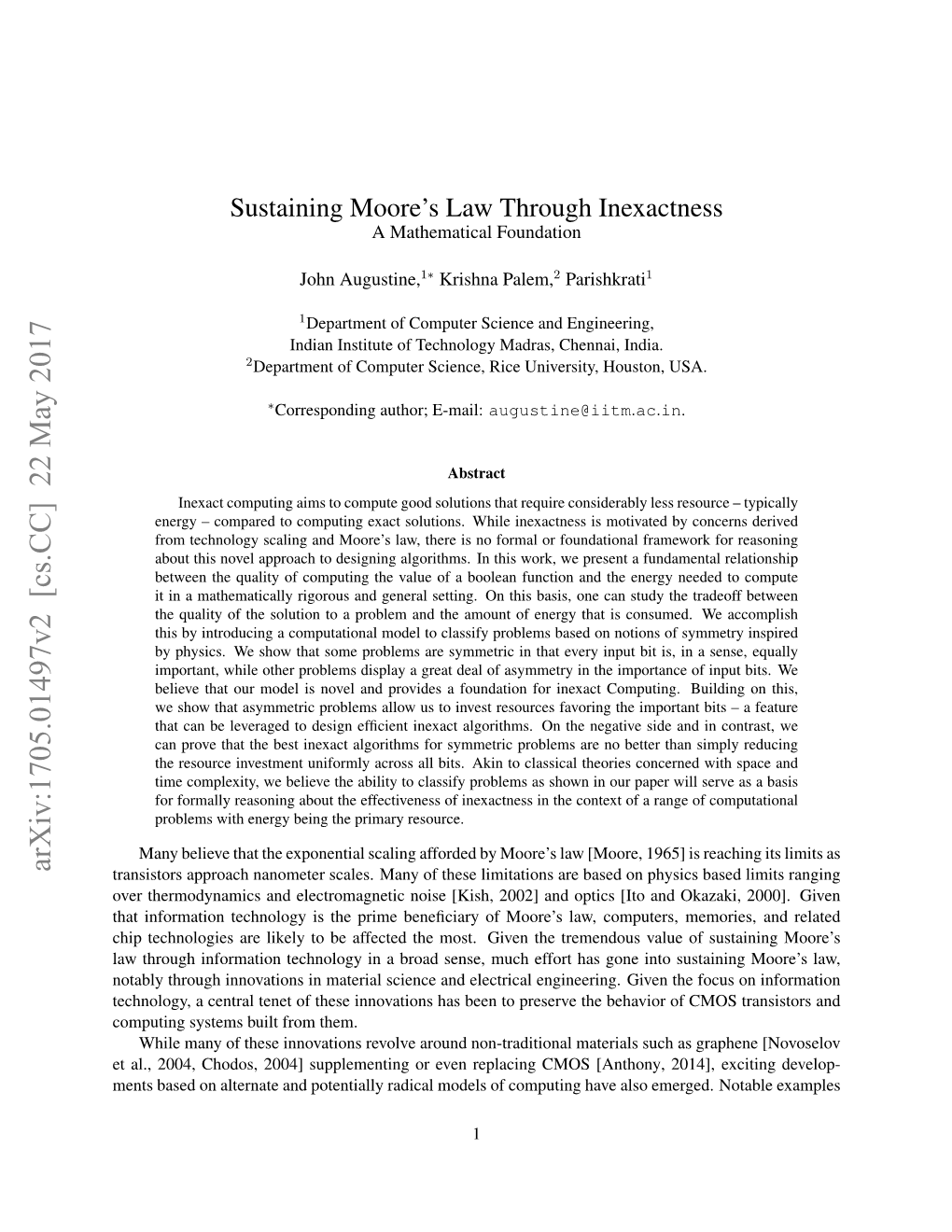 Sustaining Moore's Law Through Inexactness