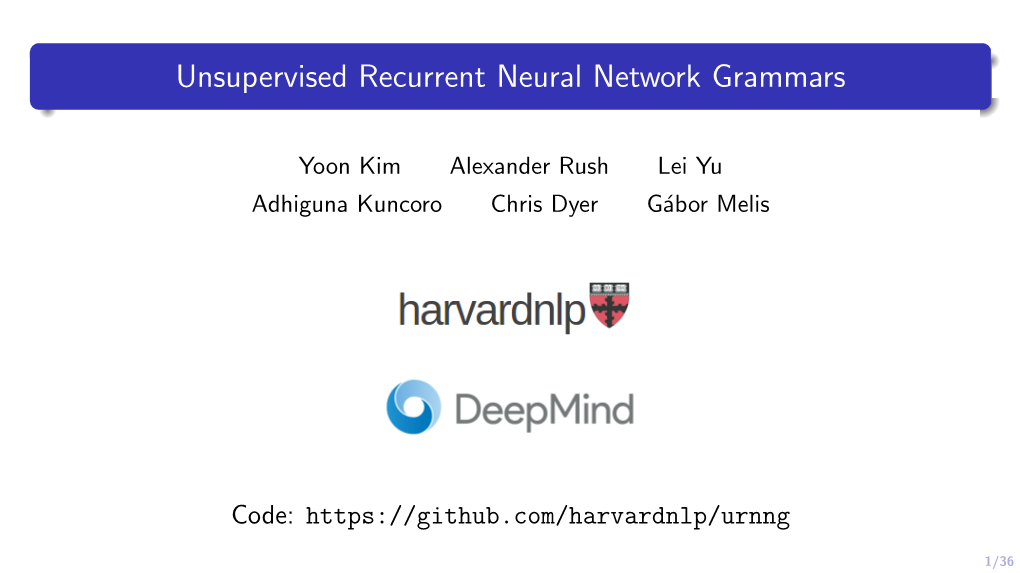 Unsupervised Recurrent Neural Network Grammars