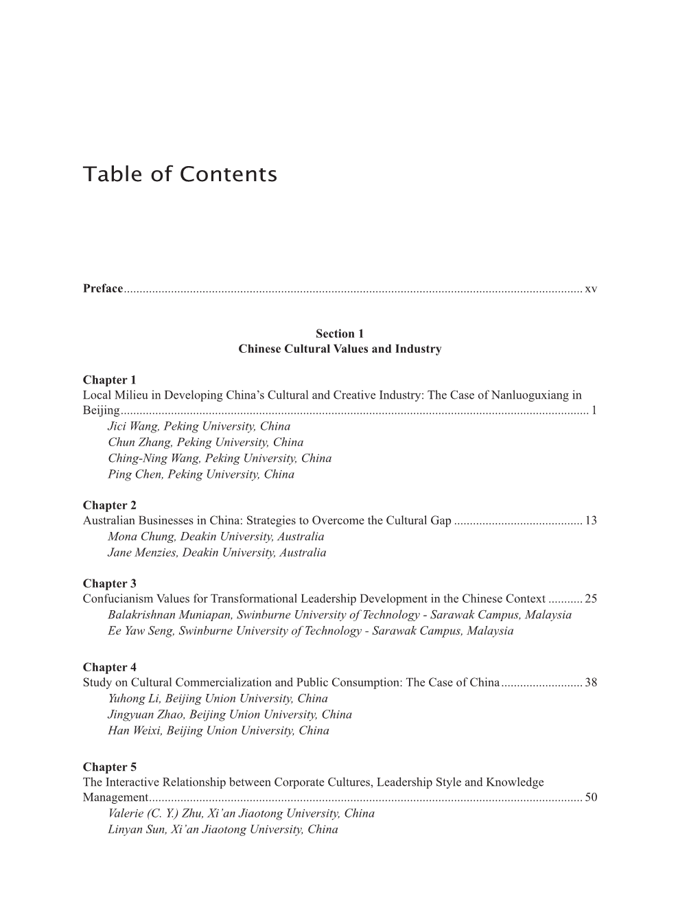 Table of Contents