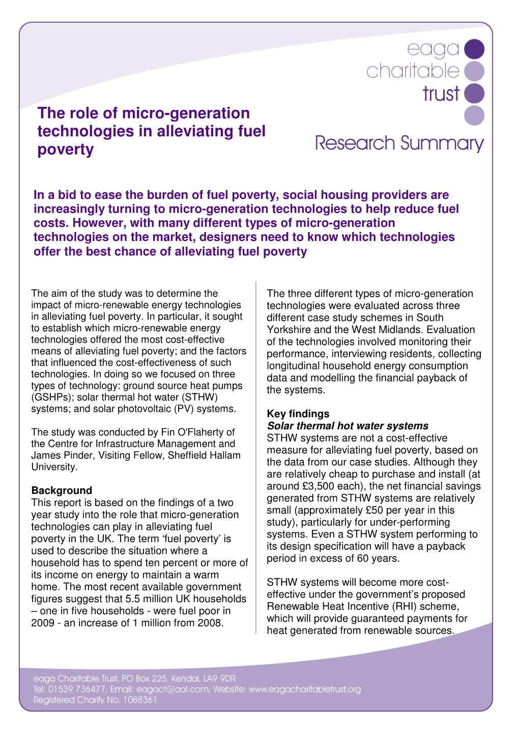 The Role of Micro-Generation Technologies in Alleviating Fuel