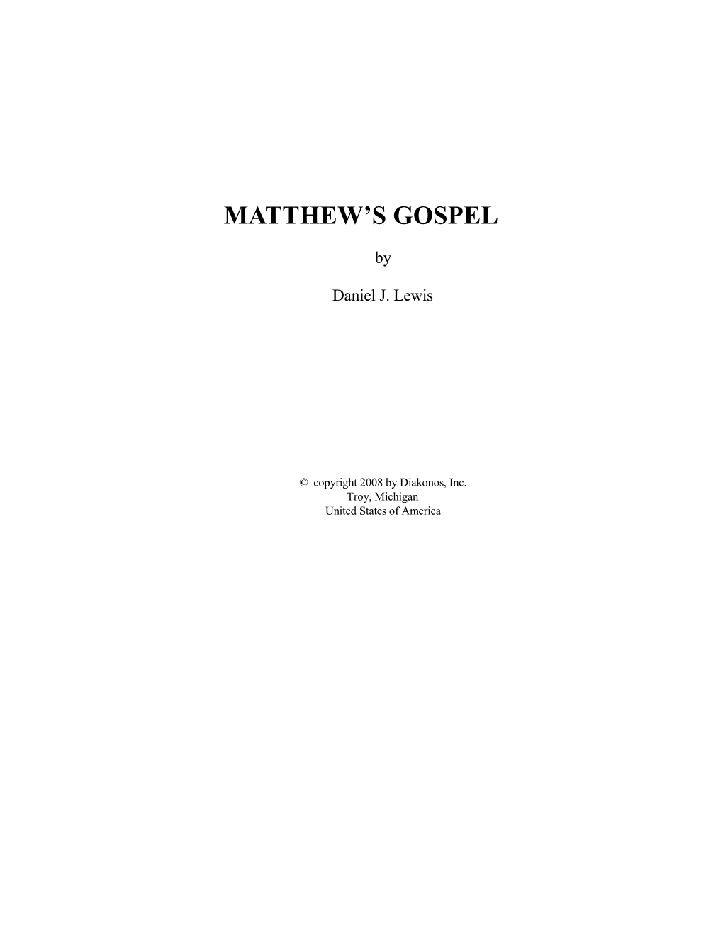 Matthew's Gospel