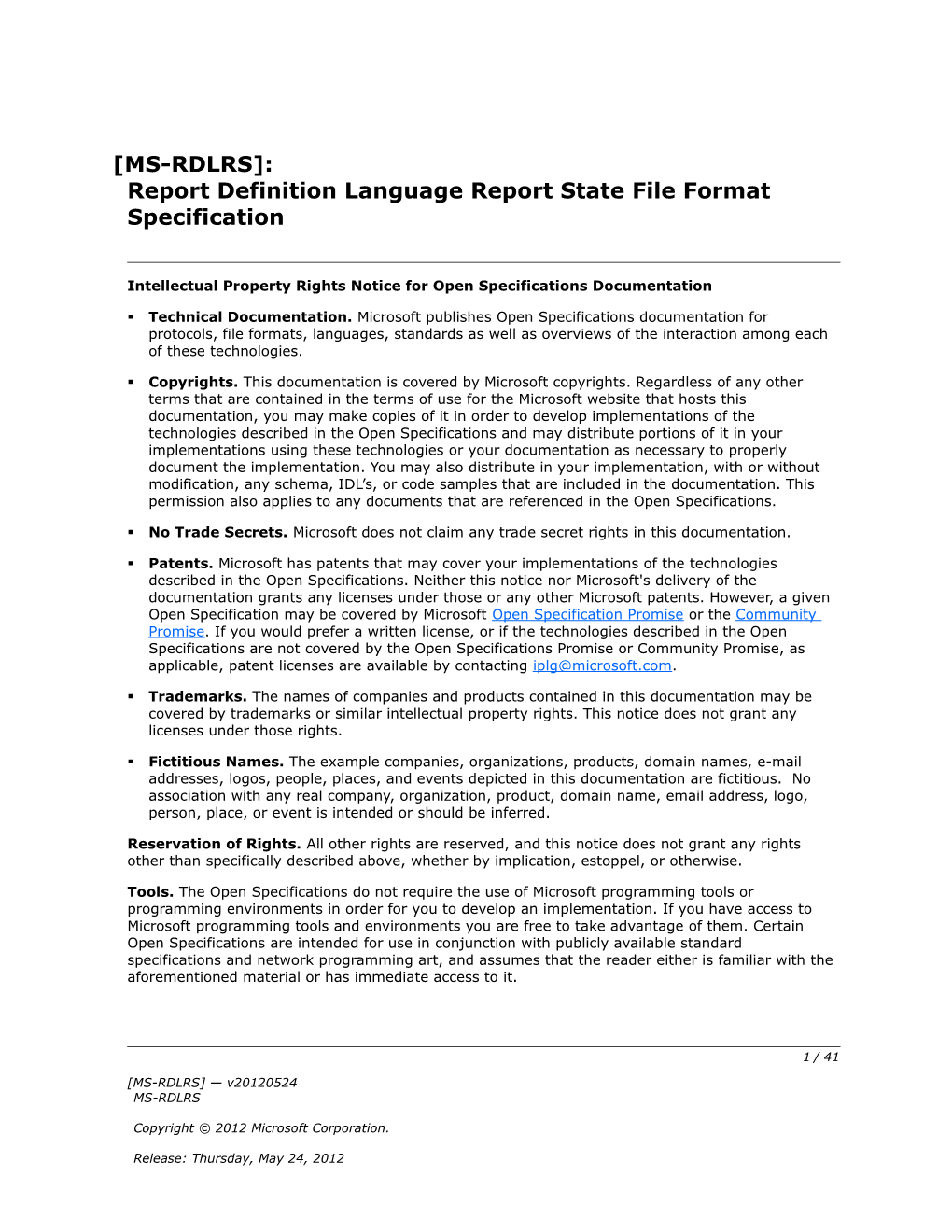 Intellectual Property Rights Notice for Open Specifications Documentation s13