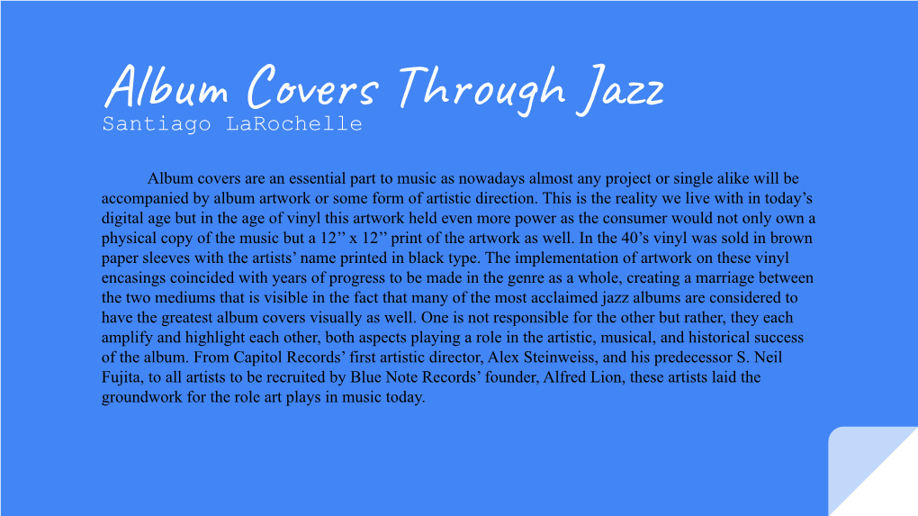 Album Covers Through Jazz