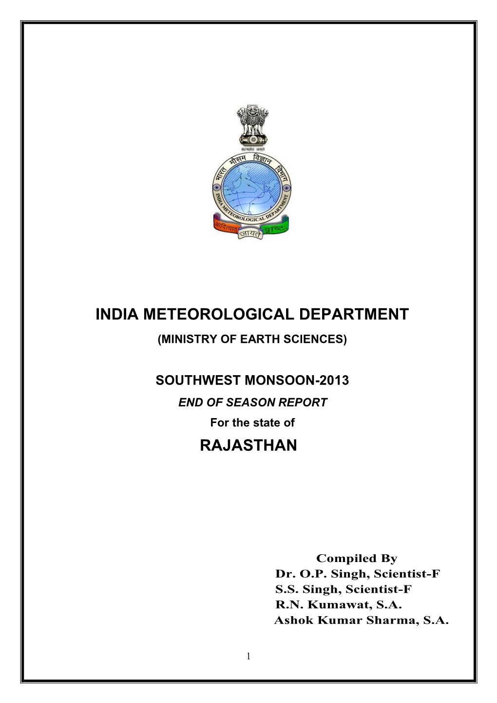 Onset of Southwest Monsoon – 2010