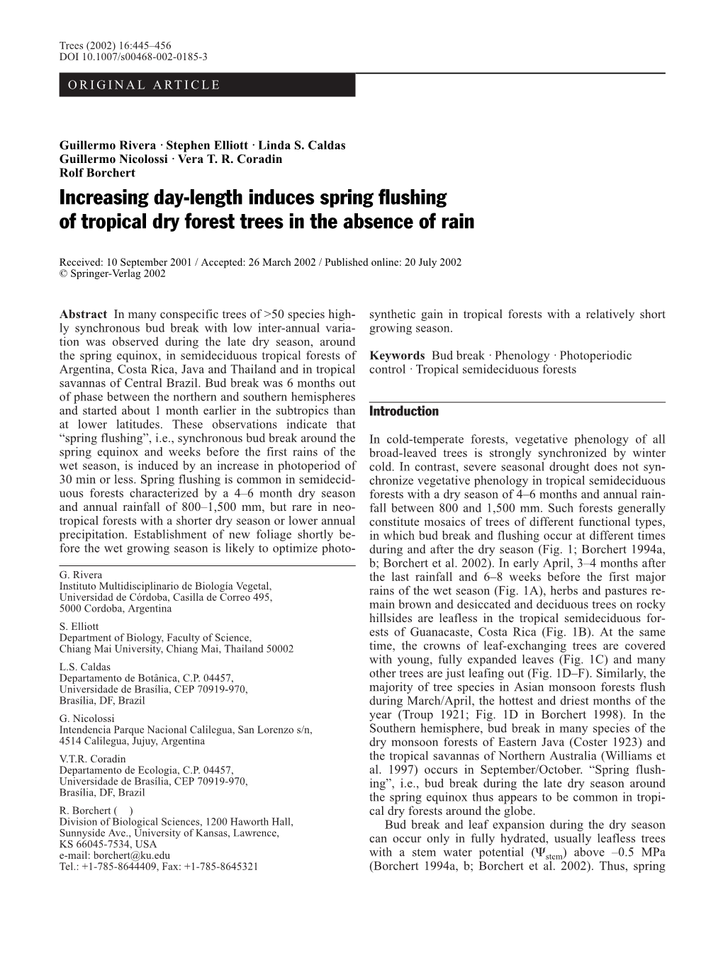 Increasing Day-Length Induces Spring Flushing of Tropical Dry Forest Trees in the Absence of Rain