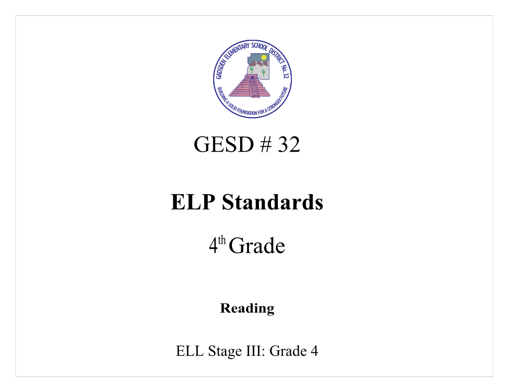 ELL Stage III: Grade 4