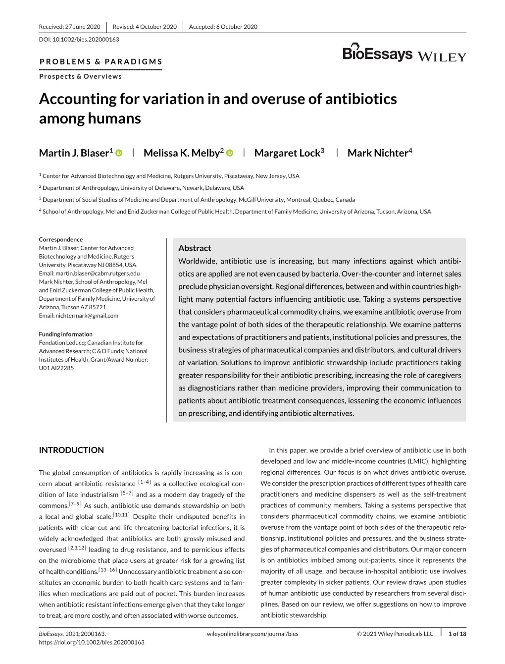 Accounting for Variation in and Overuse of Antibiotics Among Humans