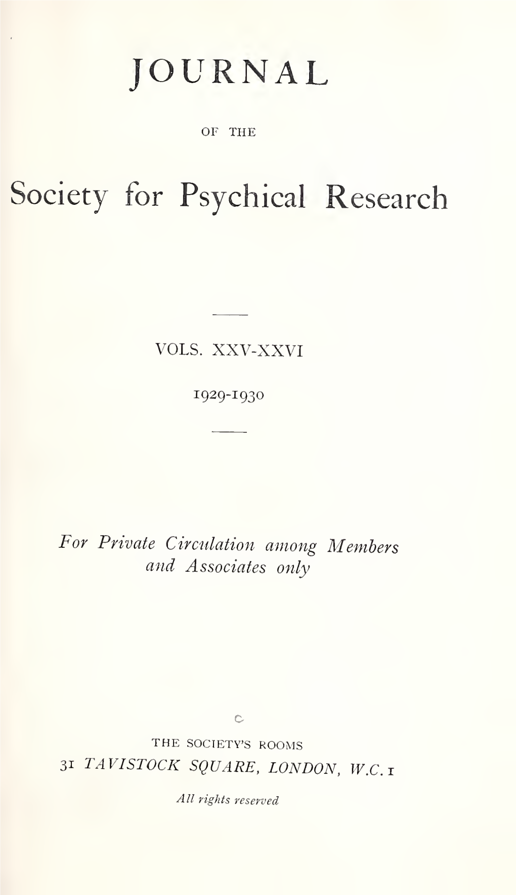 Journal of the Society for Psychical Research