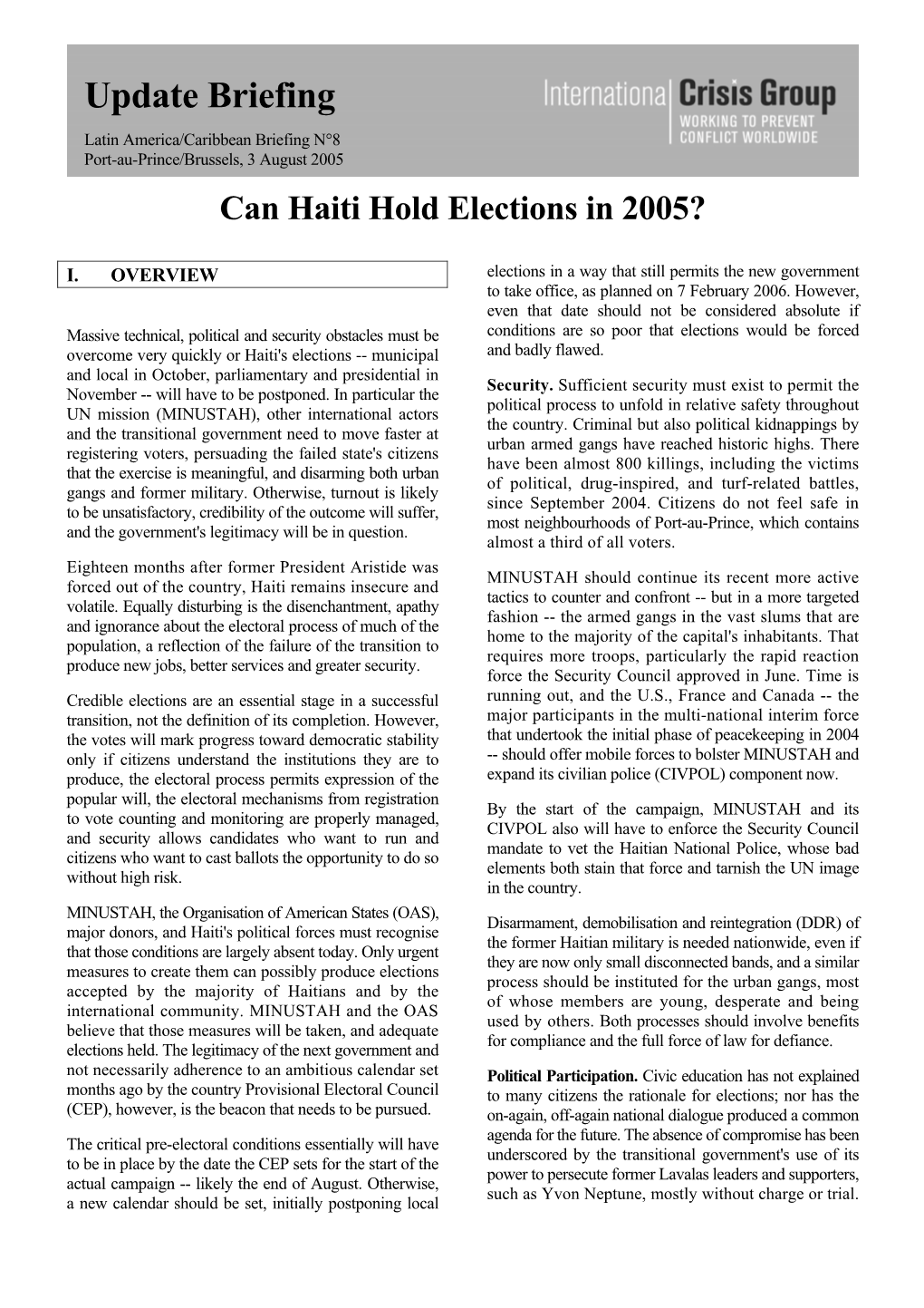 Haiti at a Turning Point