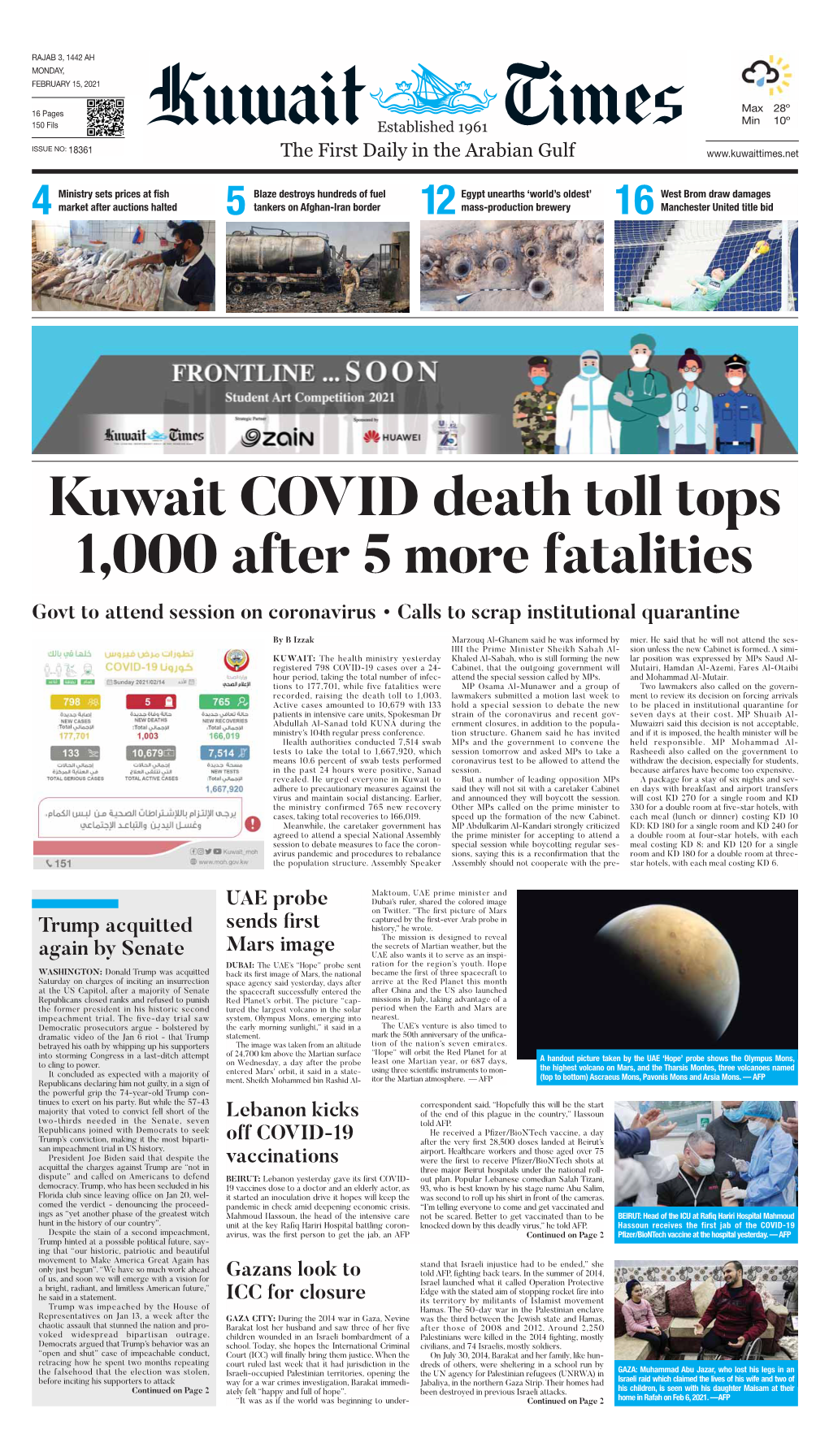 Kuwait COVID Death Toll Tops 1,000 After 5 More Fatalities