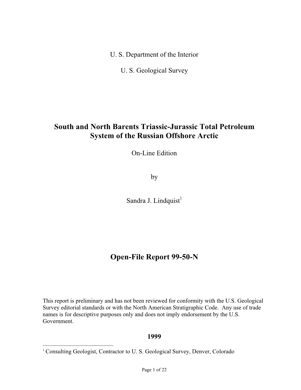 South and North Barents Triassic-Jurassic Total Petroleum System of the Russian Offshore Arctic