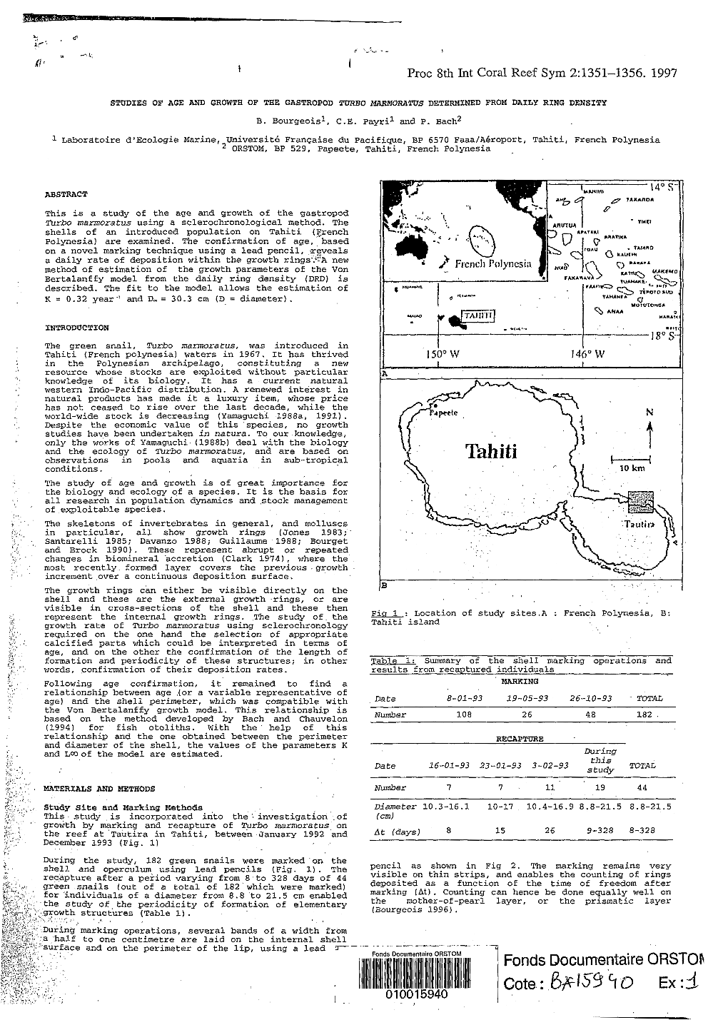 Studies of Age and Growth of the Gastropod Turbo Marmoratus Determined from Daily Ring Density B