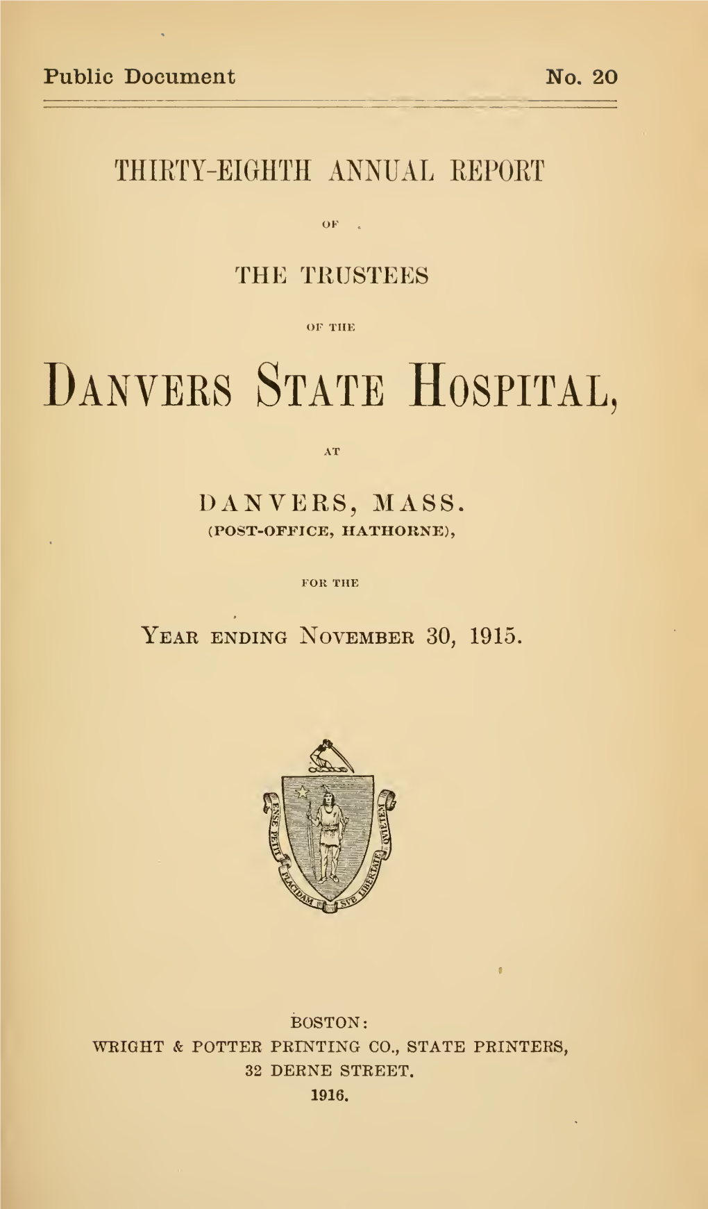 Annual Report of the Trustees of the Danvers State Hospital