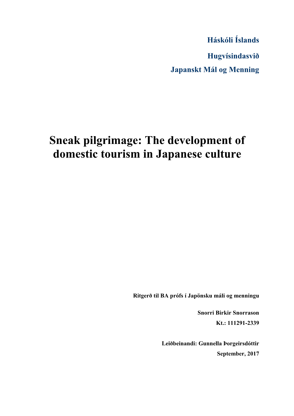 The Development of Domestic Tourism in Japanese Culture