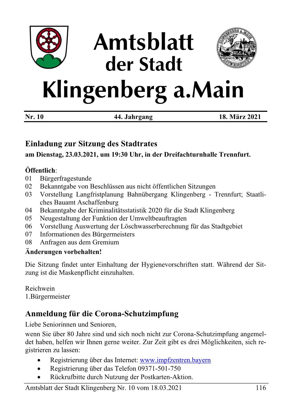 Amtsblatt Klingenberg A.Main