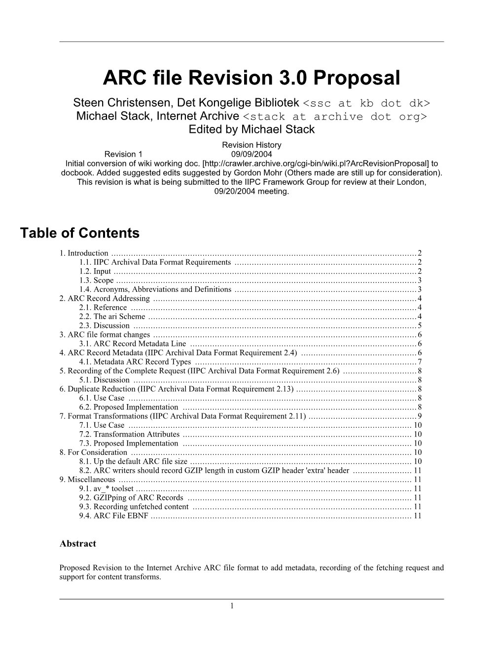 ARC File Revision 3.0 Proposal