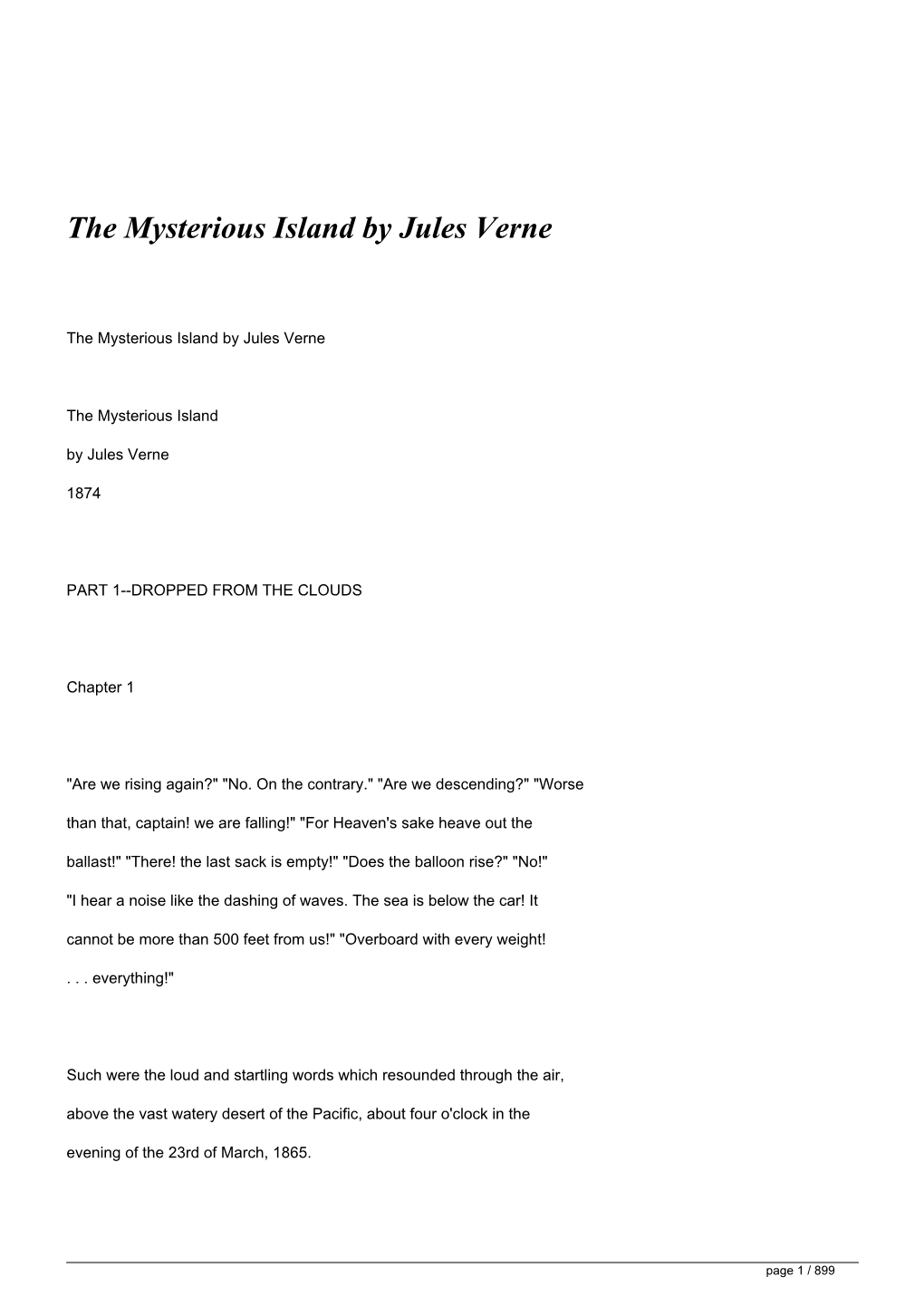 The Mysterious Island by Jules Verne</H1>