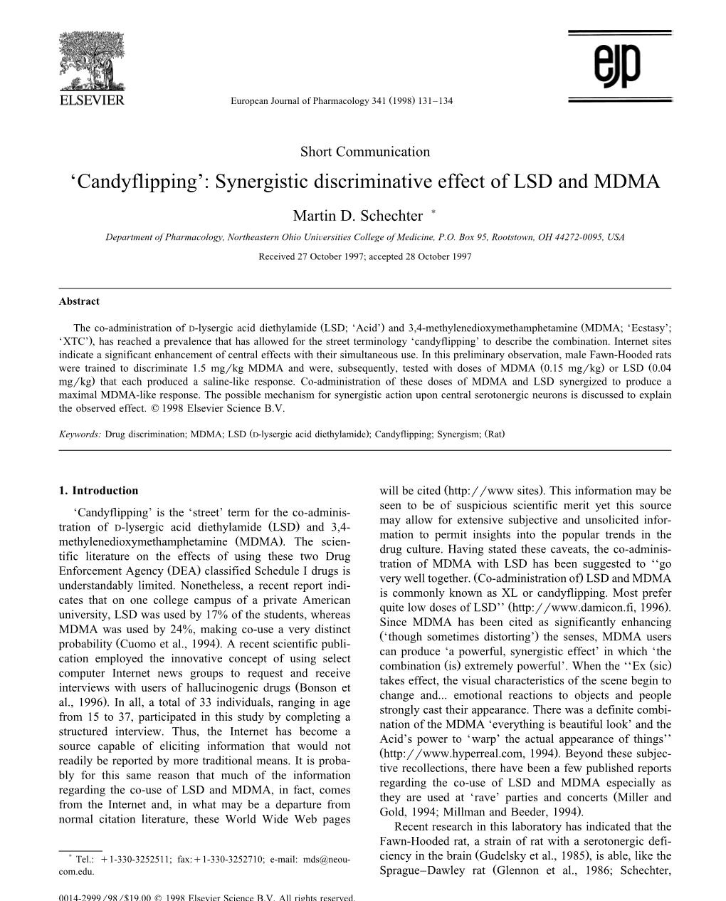 Synergistic Discriminative Effect of LSD and MDMA