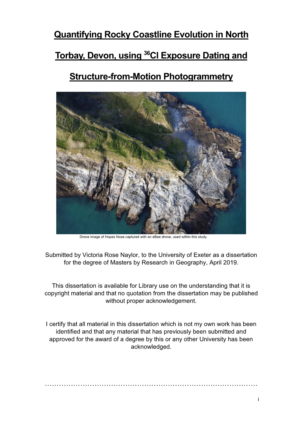 Quantifying Rocky Coastline Evolution in North Torbay, Devon