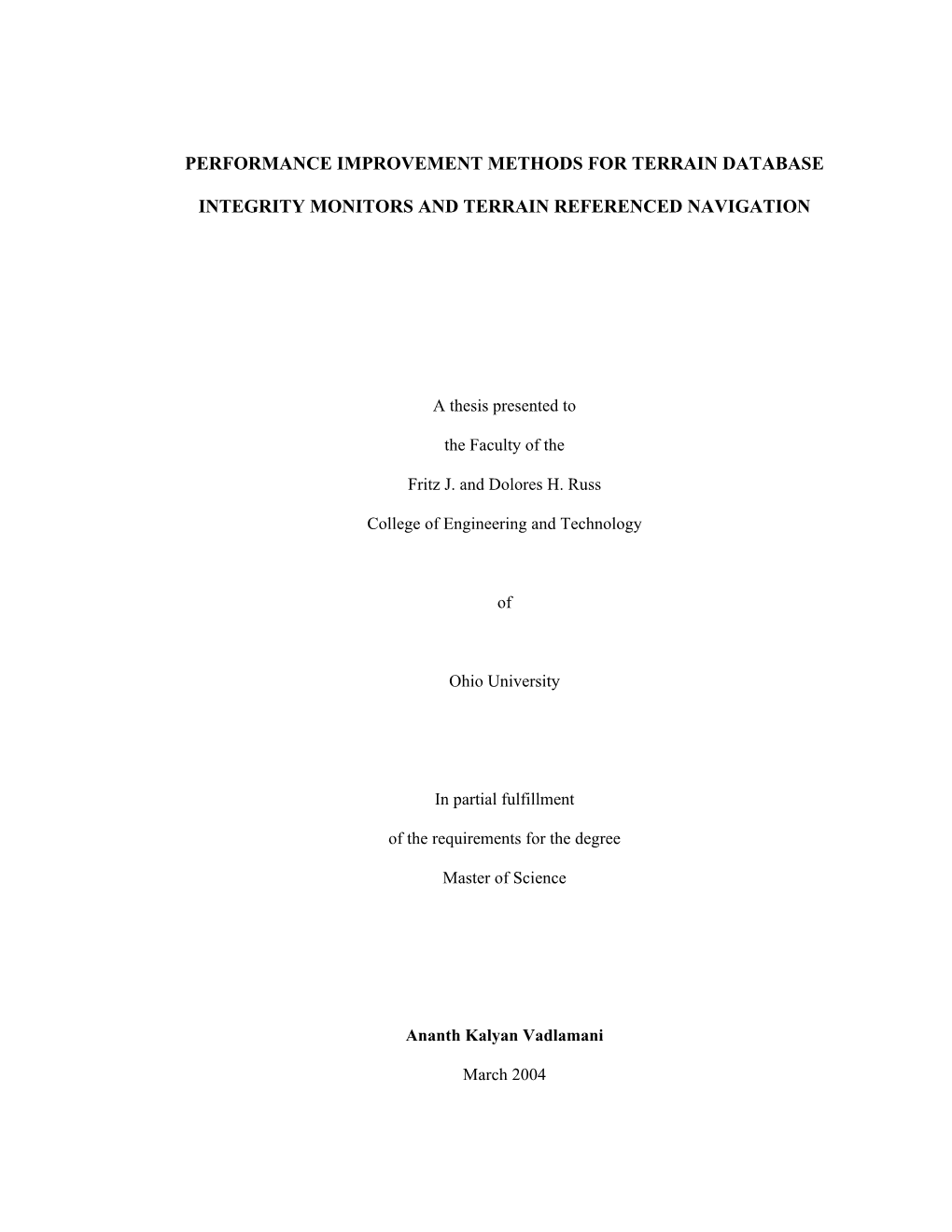 Performance Improvement Methods for Terrain Database Integrity