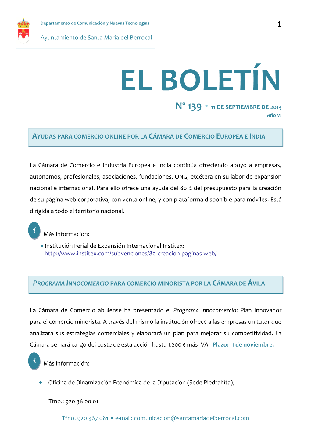 EL BOLETÍN Nº 139 • 11 DE SEPTIEMBRE DE 2013 Año VI