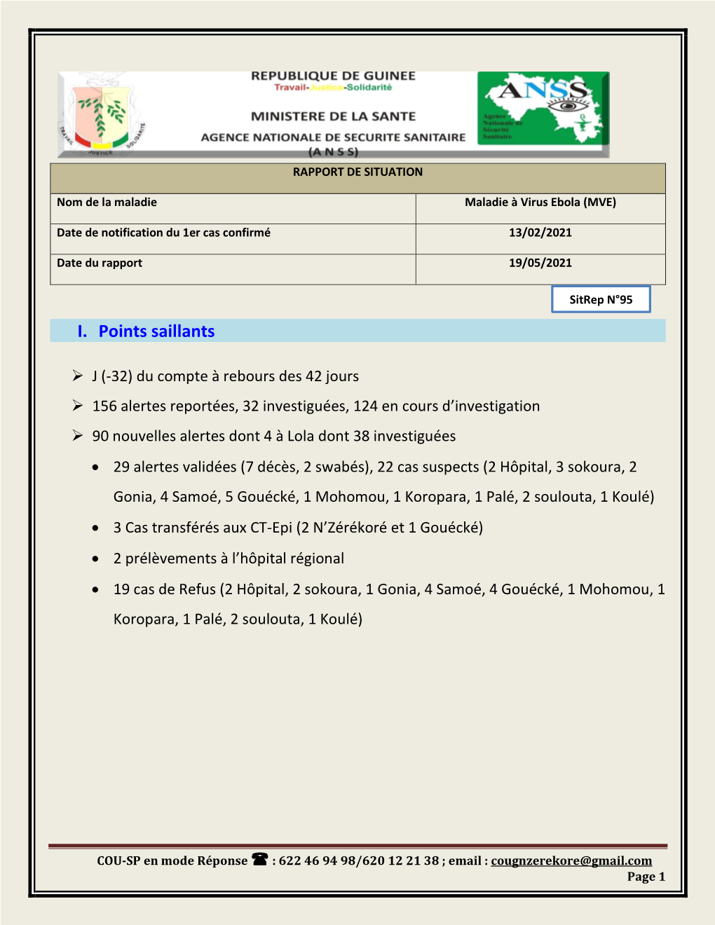 Sitrep Ndeg 95 Epidemie De