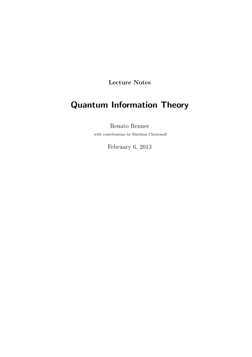 Quantum Information Theory