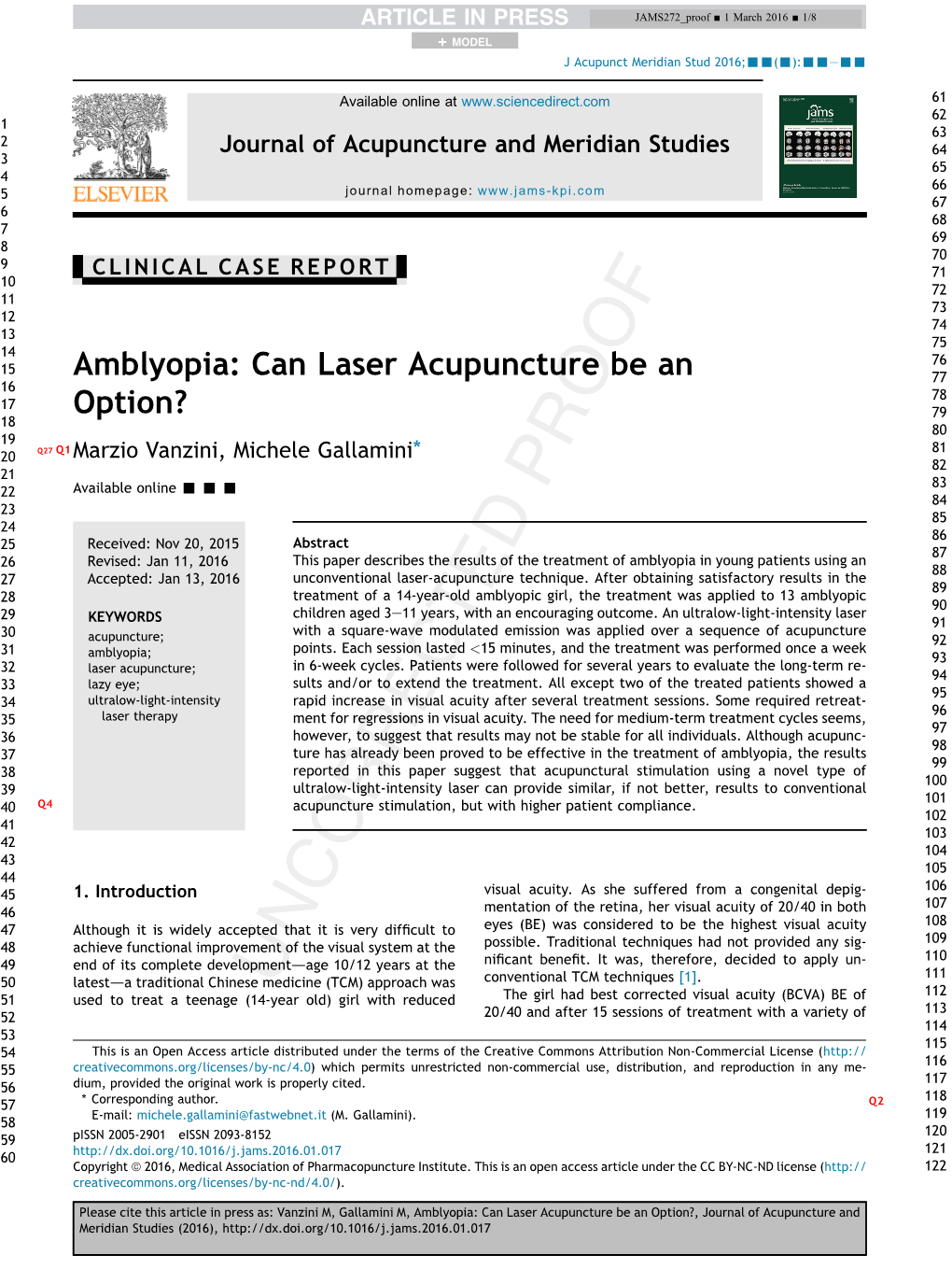 Amblyopia: Can Laser Acupuncture Be an Option?