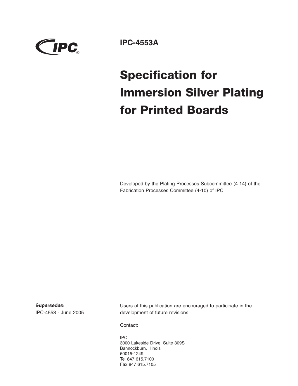 IPC-4553A Table of Contents