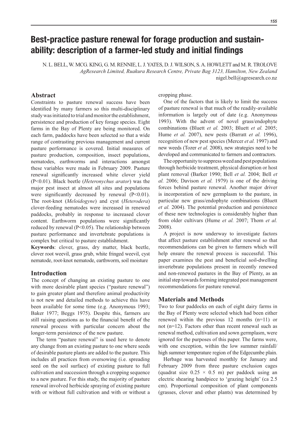 Best-Practice Pasture Renewal for Forage Production and Sustain- Ability: Description of a Farmer-Led Study and Initial Findings