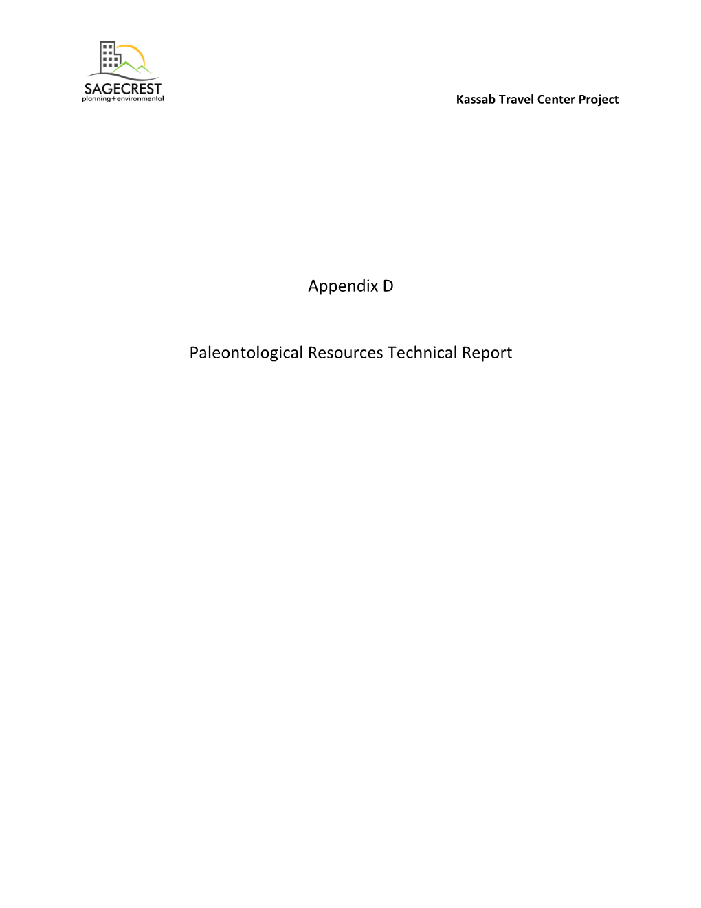 Appendix D Paleontological Resources Technical Report