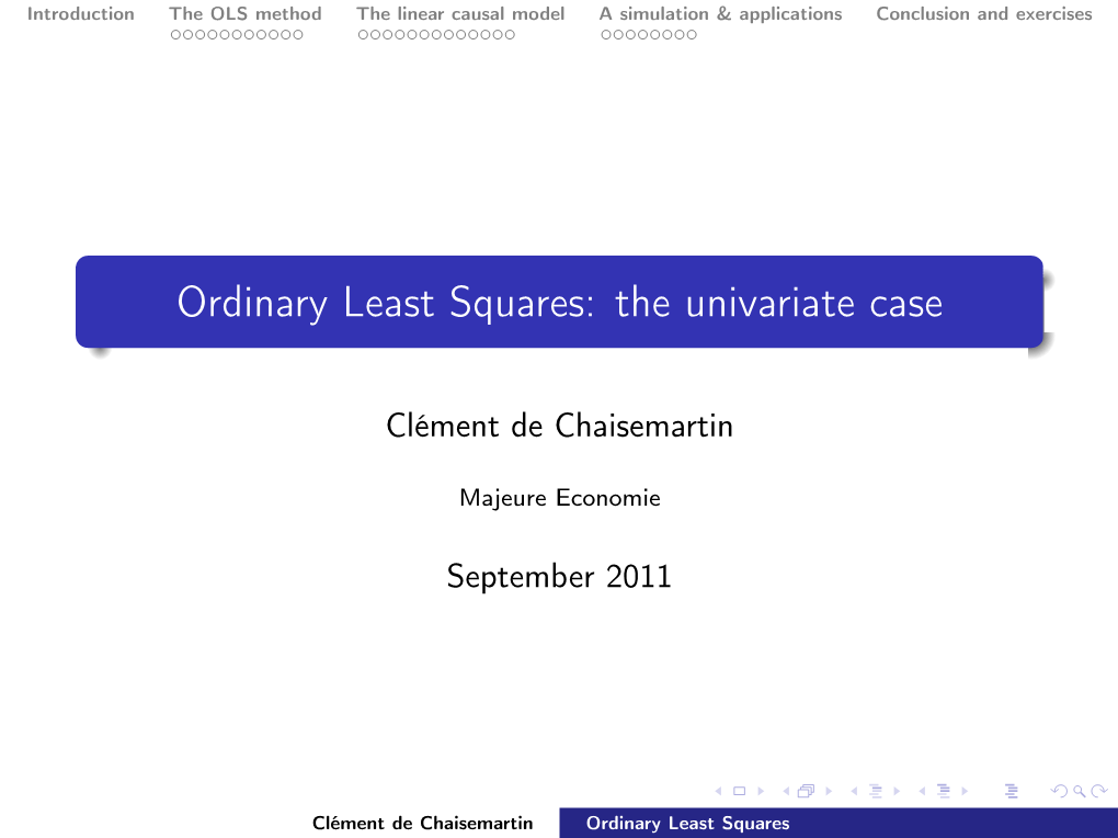 Ordinary Least Squares: the Univariate Case