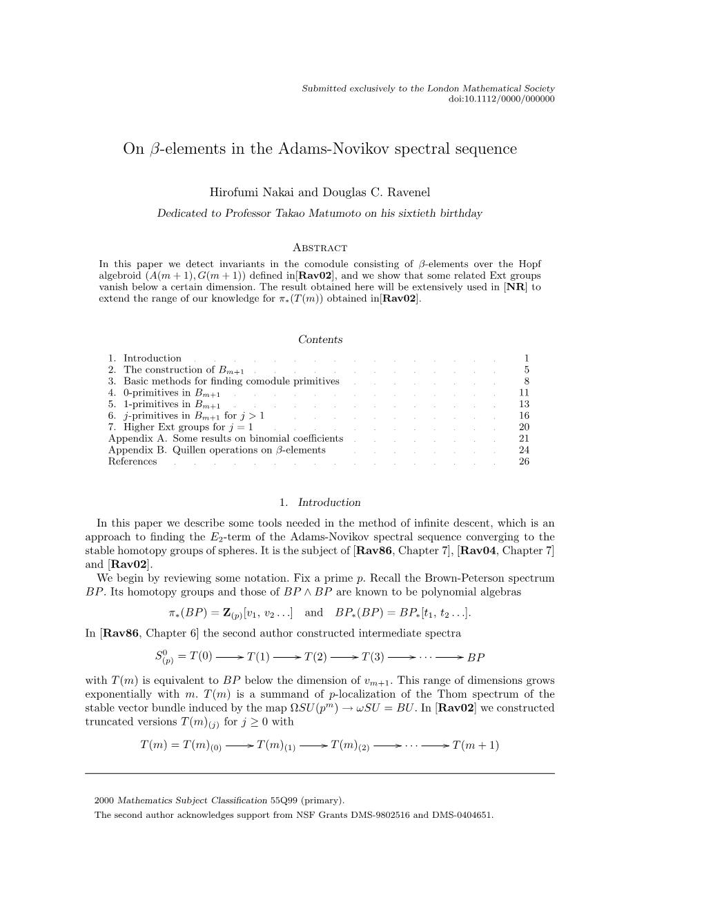 On Beta Elements in the Adams-Novikov Spectral Sequence