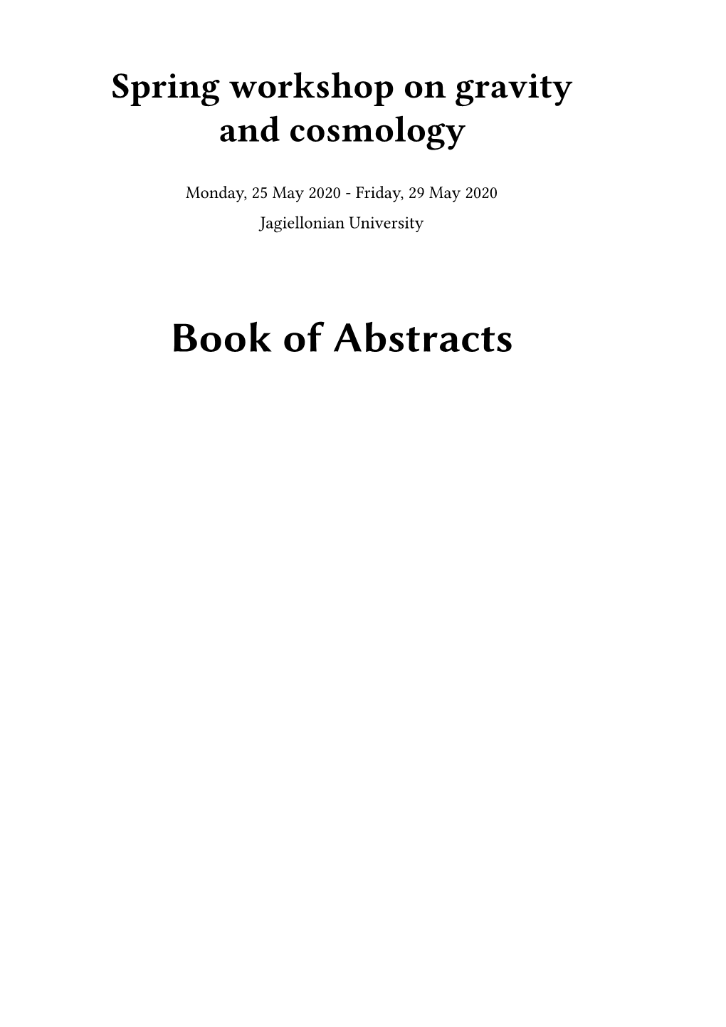 Book of Abstracts Ii Contents