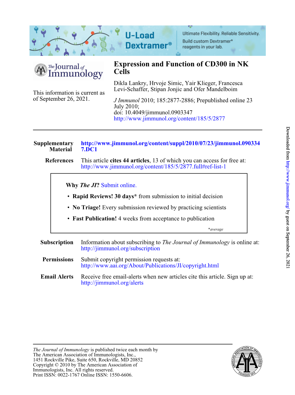 Cells Expression and Function of CD300 in NK