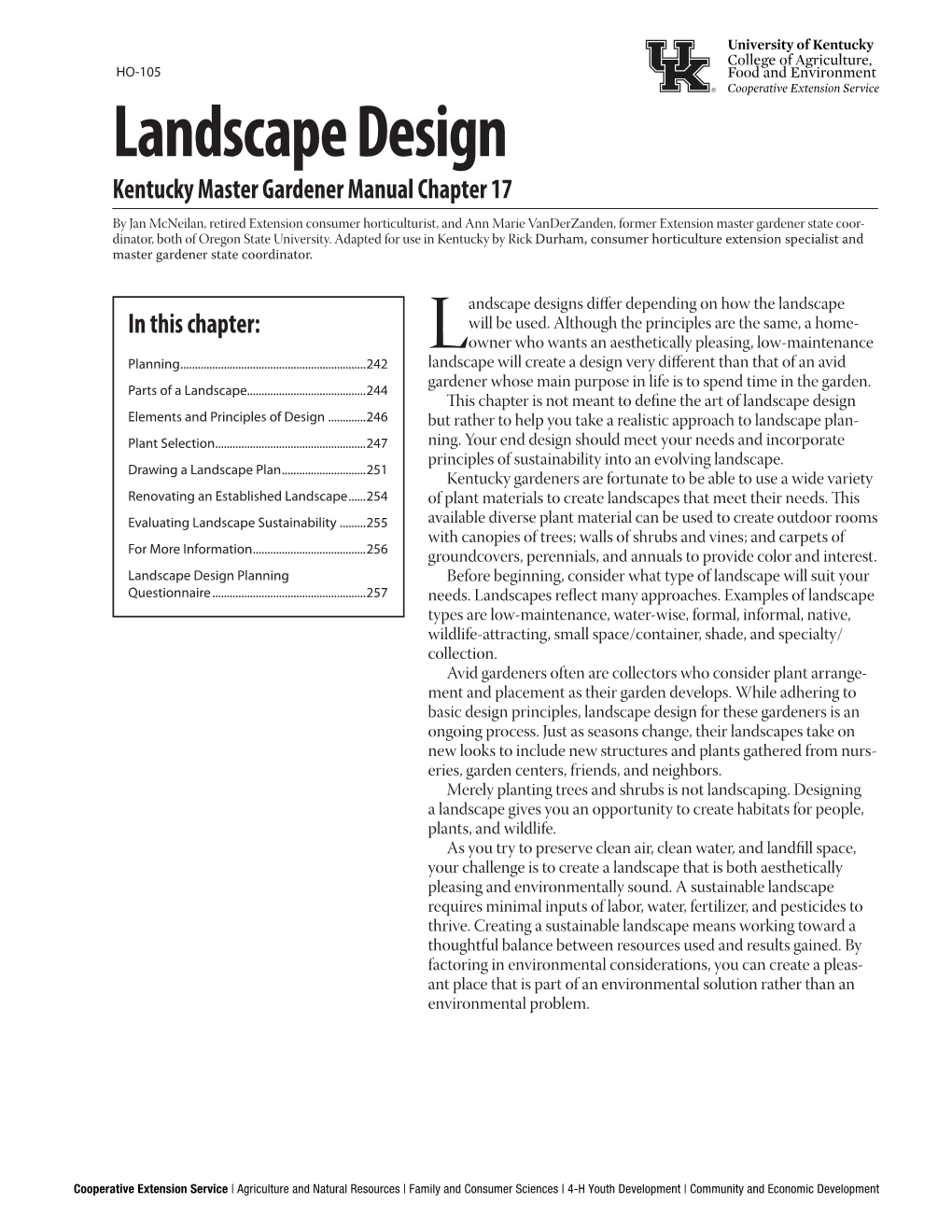 HO-105: Landscape Design: Kentucky Master Gardener Manual Chapter 17