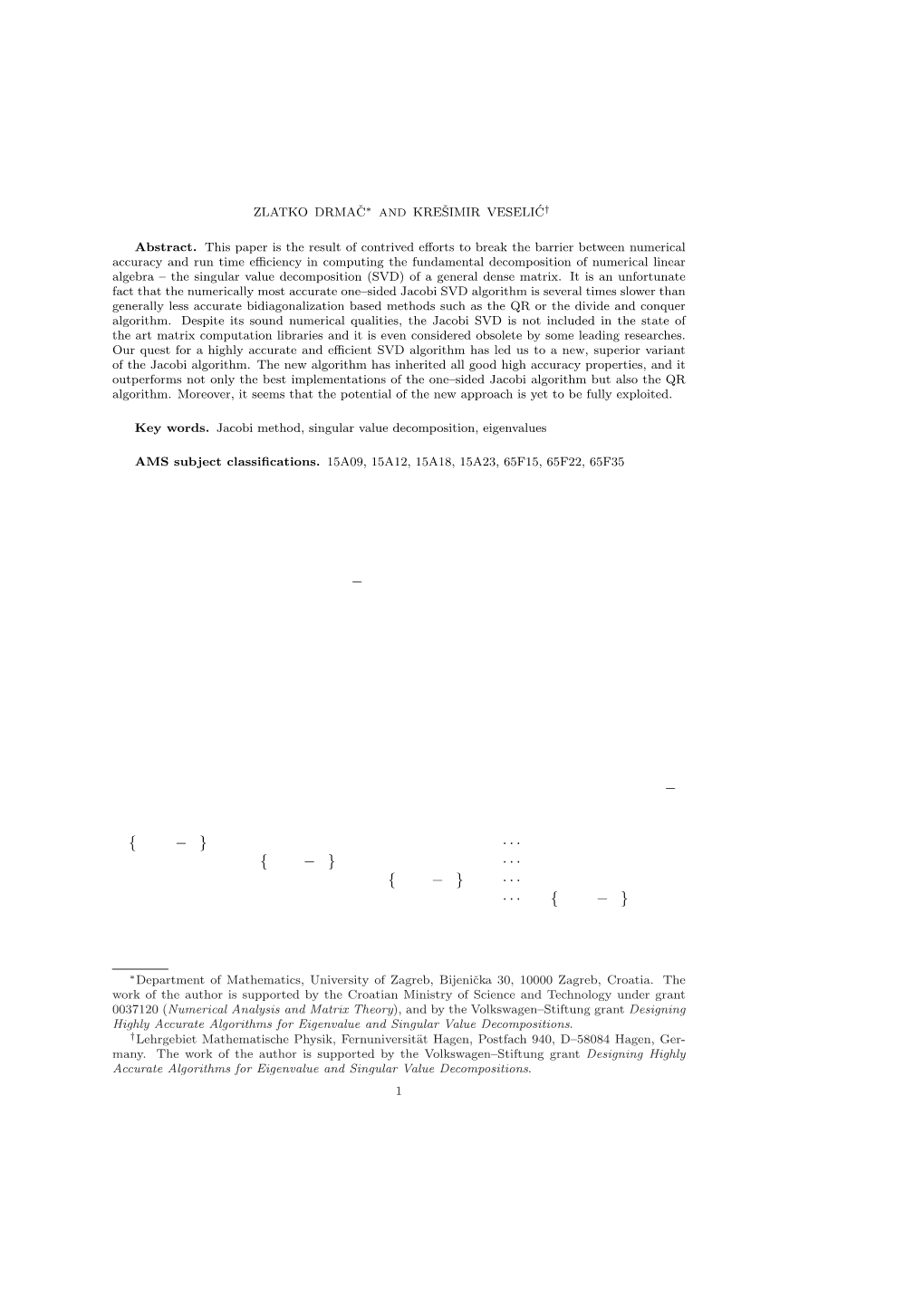 New Fast and Accurate Jacobi Svd Algorithm: I