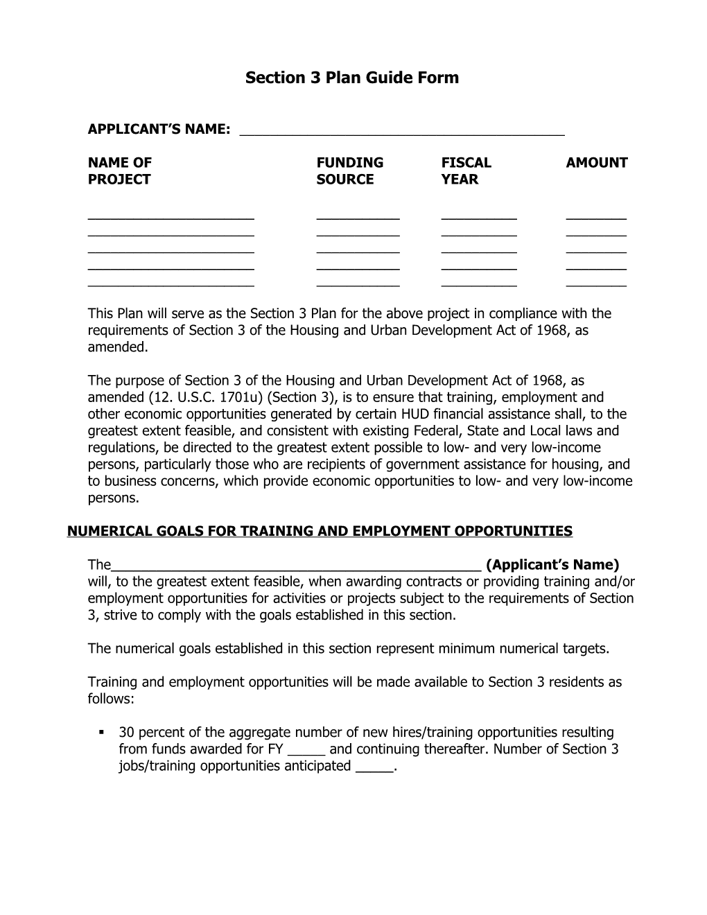 Section 3 Plan Guide Form