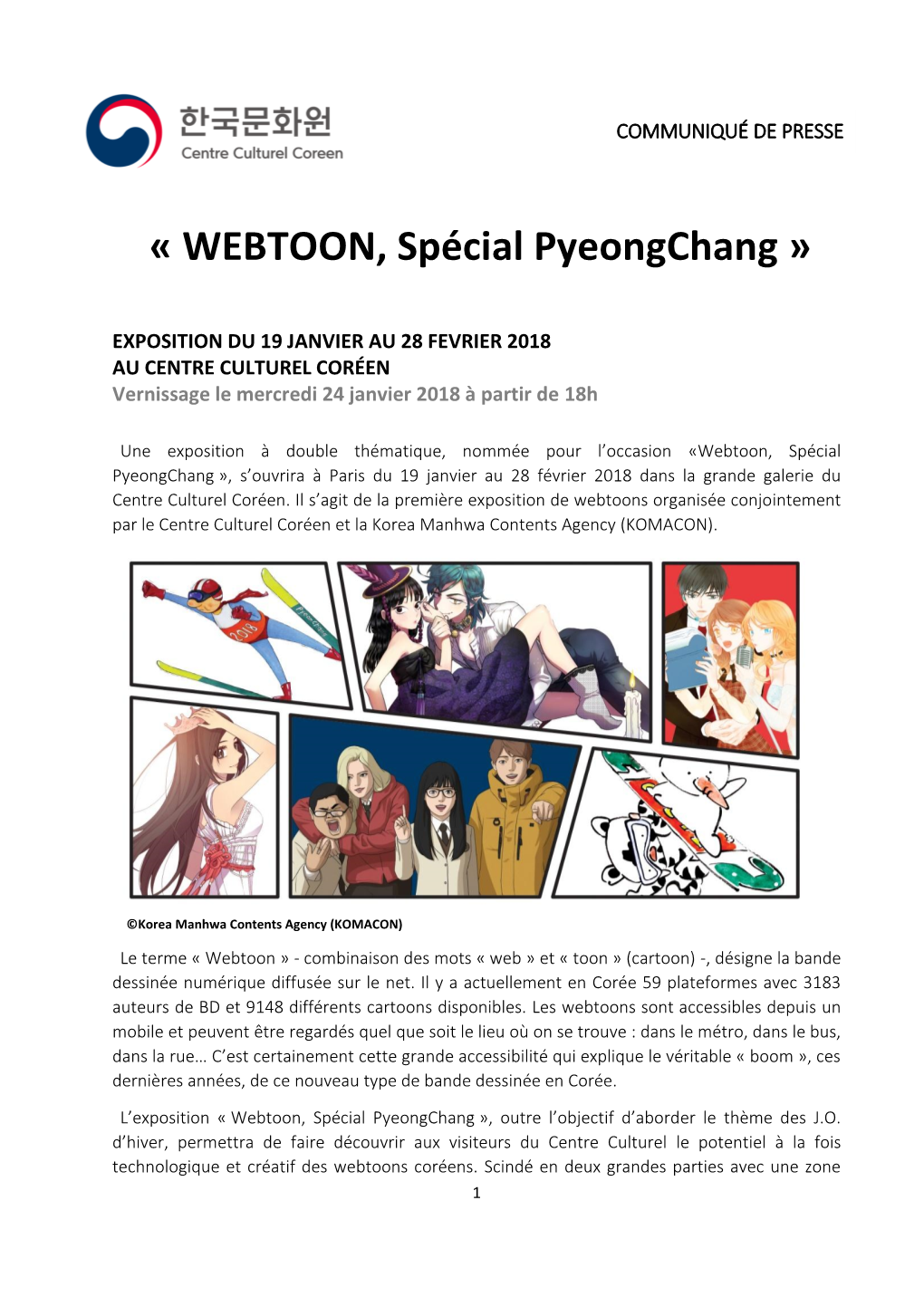 « WEBTOON, Spécial Pyeongchang »