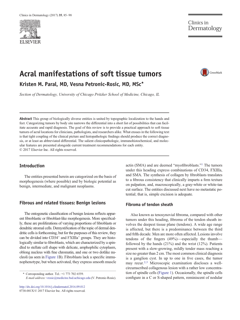 Acral Manifestations of Soft Tissue Tumors Kristen M