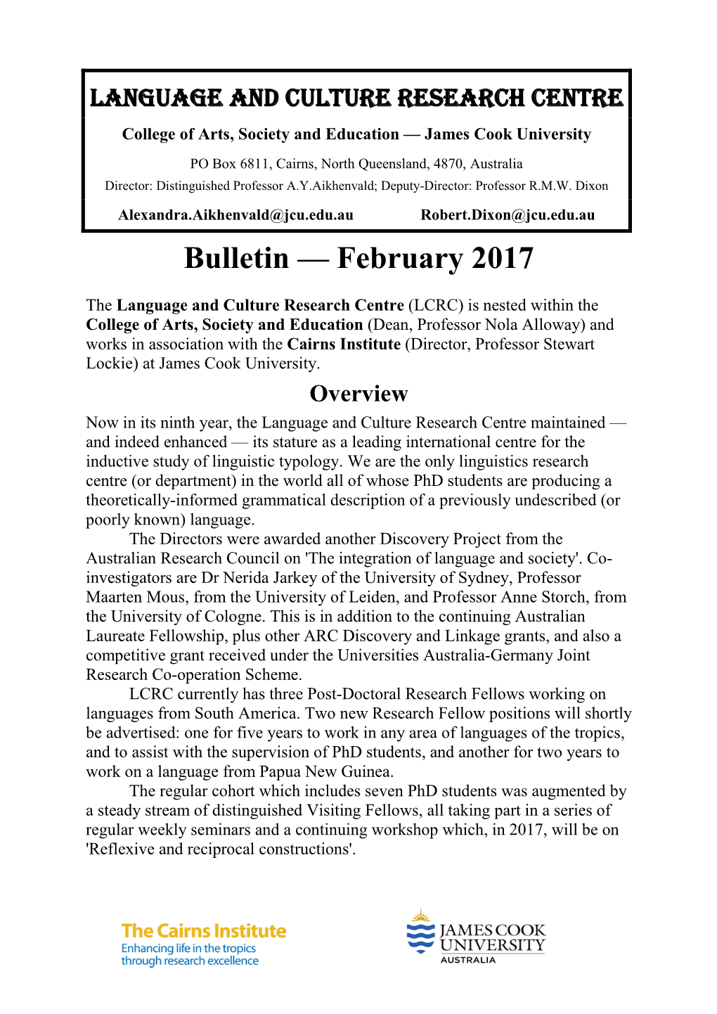 Bulletin — February 2017