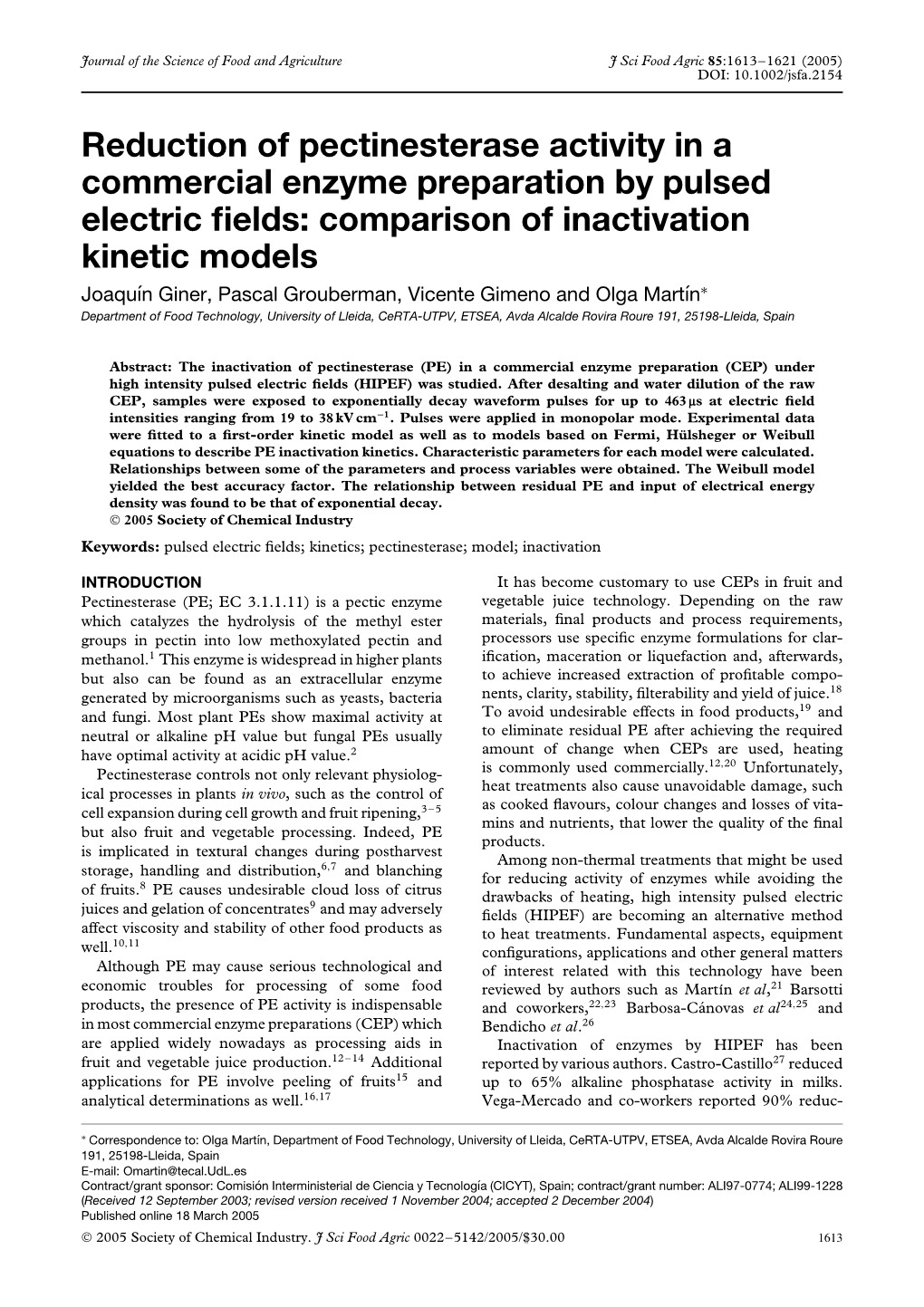 Reduction of Pectinesterase Activity in a Commercial Enzyme Preparation