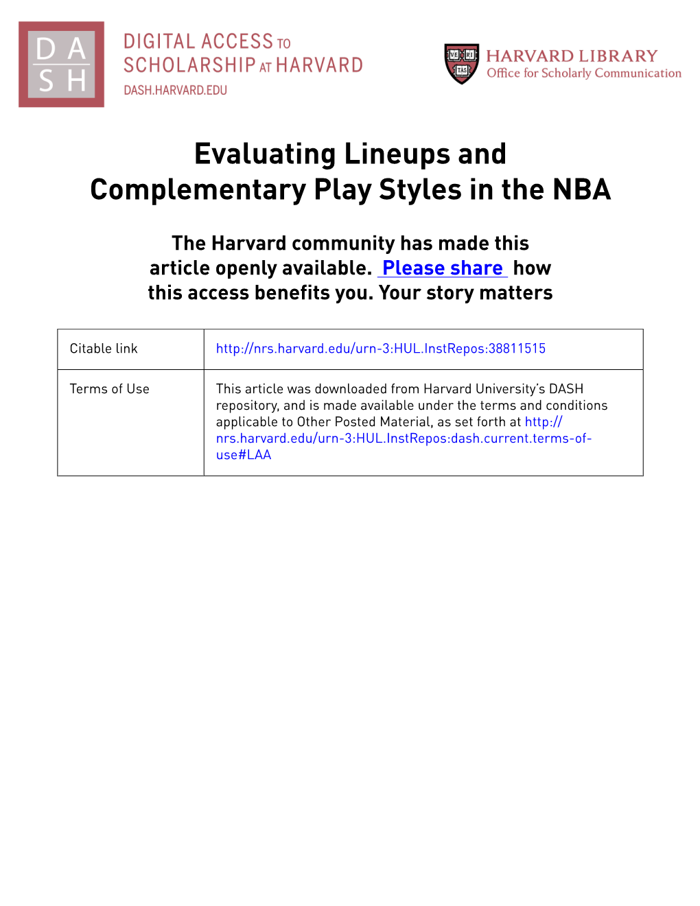 Evaluating Lineups and Complementary Play Styles in the NBA