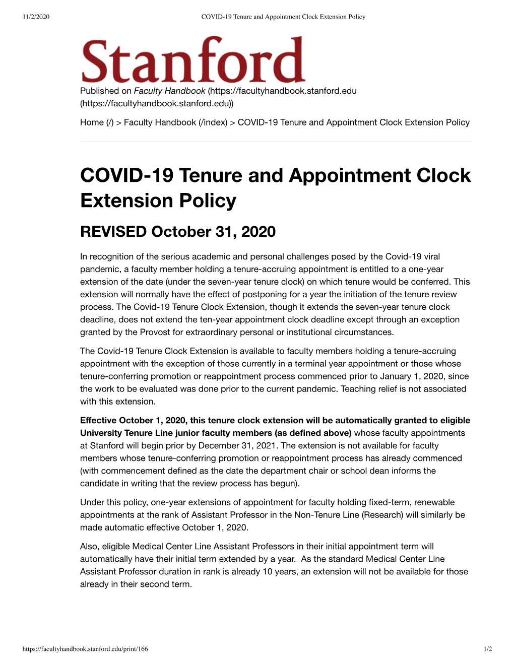 Tenure Clock Extension