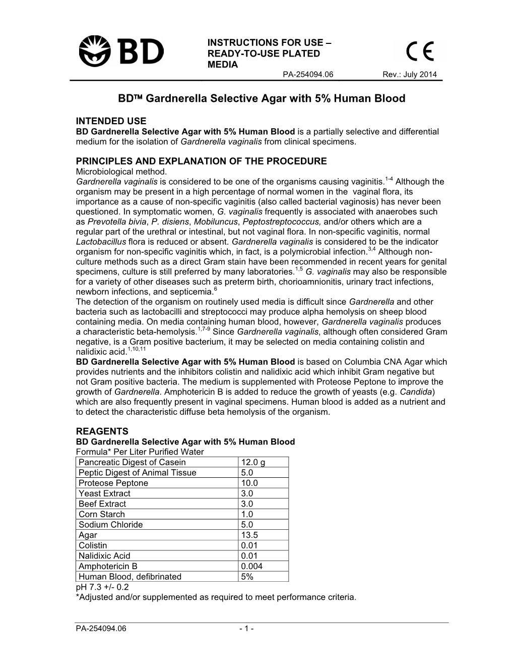 BD™ Gardnerella Selective Agar with 5% Human Blood