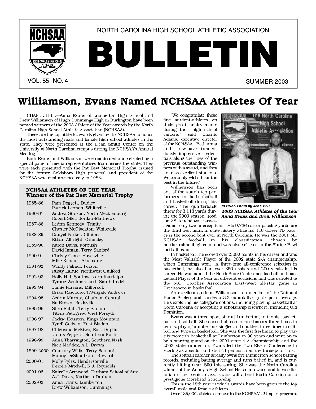 NCHSAA Bulletin Summer03